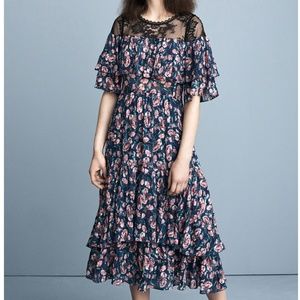 Rebecca Taylor Tea Rose Midi Dress Size 6